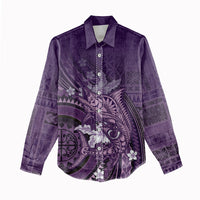 Samoa Tatau Marlin Women Casual Shirt With Siapo Motifs Violet