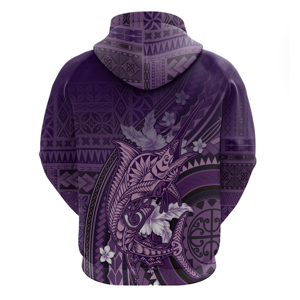 Samoa Tatau Marlin Zip Hoodie With Siapo Motifs Violet