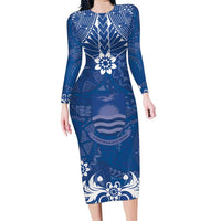 Wikin te Taetae ni Kiribati Family Matching Long Sleeve Bodycon Dress and Hawaiian Shirt Pacific Tapa Pattern