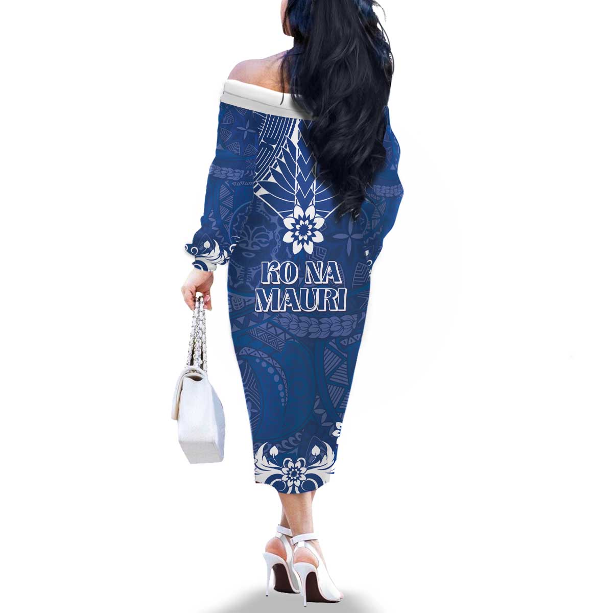 Wikin te Taetae ni Kiribati Family Matching Off The Shoulder Long Sleeve Dress and Hawaiian Shirt Pacific Tapa Pattern