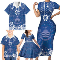 Wikin te Taetae ni Kiribati Family Matching Short Sleeve Bodycon Dress and Hawaiian Shirt Pacific Tapa Pattern