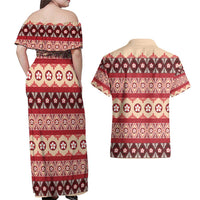 Tonga Language Week Couples Matching Off Shoulder Maxi Dress and Hawaiian Shirt Lea Faka-Tonga Everyday - Polynesian Pride