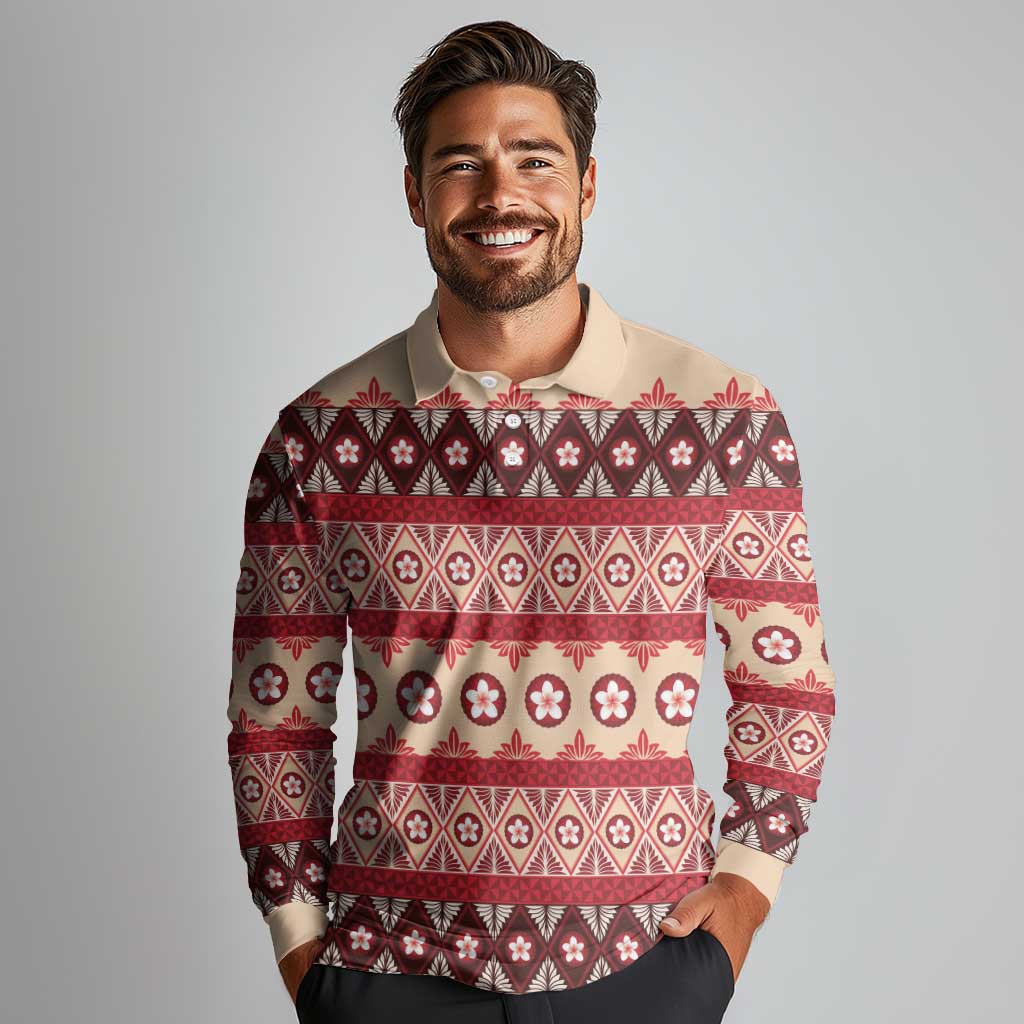 Tonga Language Week Long Sleeve Polo Shirt Lea Faka-Tonga Everyday - Polynesian Pride