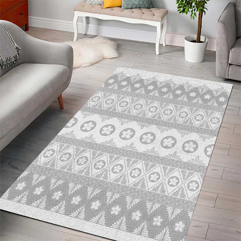 Tonga White Sunday Area Rug Tongan Ngatu Siale Pattern - Polynesian Pride