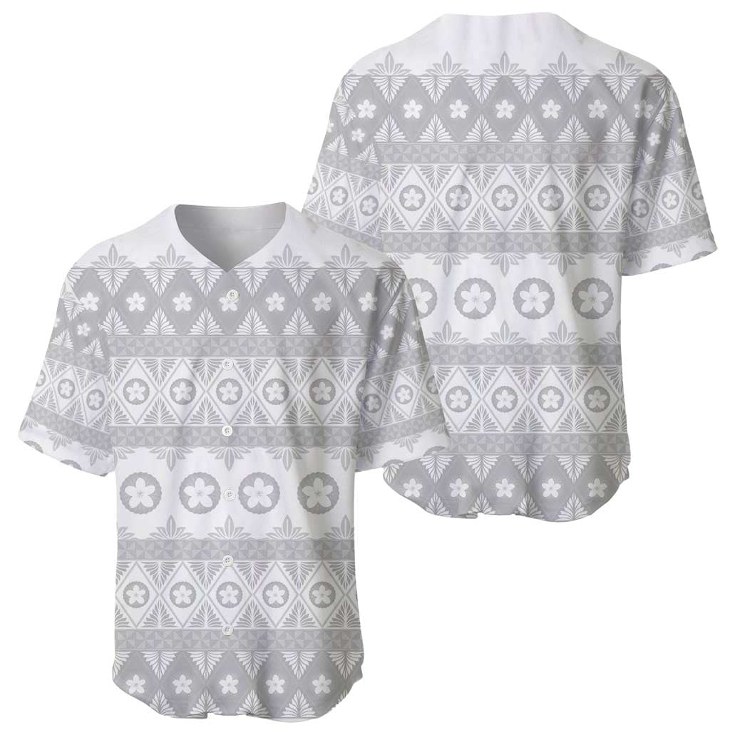 Tonga White Sunday Baseball Jersey Tongan Ngatu Siale Pattern - Polynesian Pride
