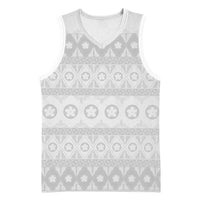Tonga White Sunday Basketball Jersey Tongan Ngatu Siale Pattern - Polynesian Pride