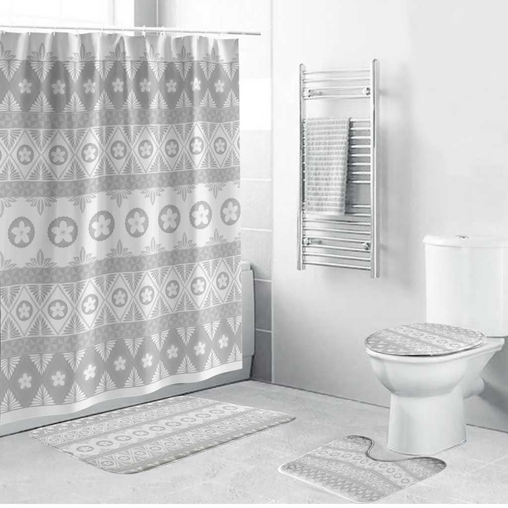 Tonga White Sunday Bathroom Set Tongan Ngatu Siale Pattern - Polynesian Pride