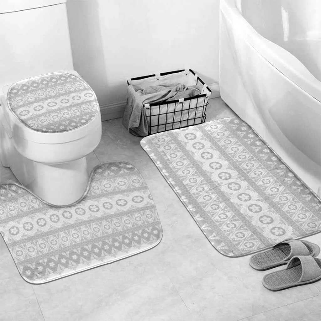 Tonga White Sunday Bathroom Set Tongan Ngatu Siale Pattern - Polynesian Pride