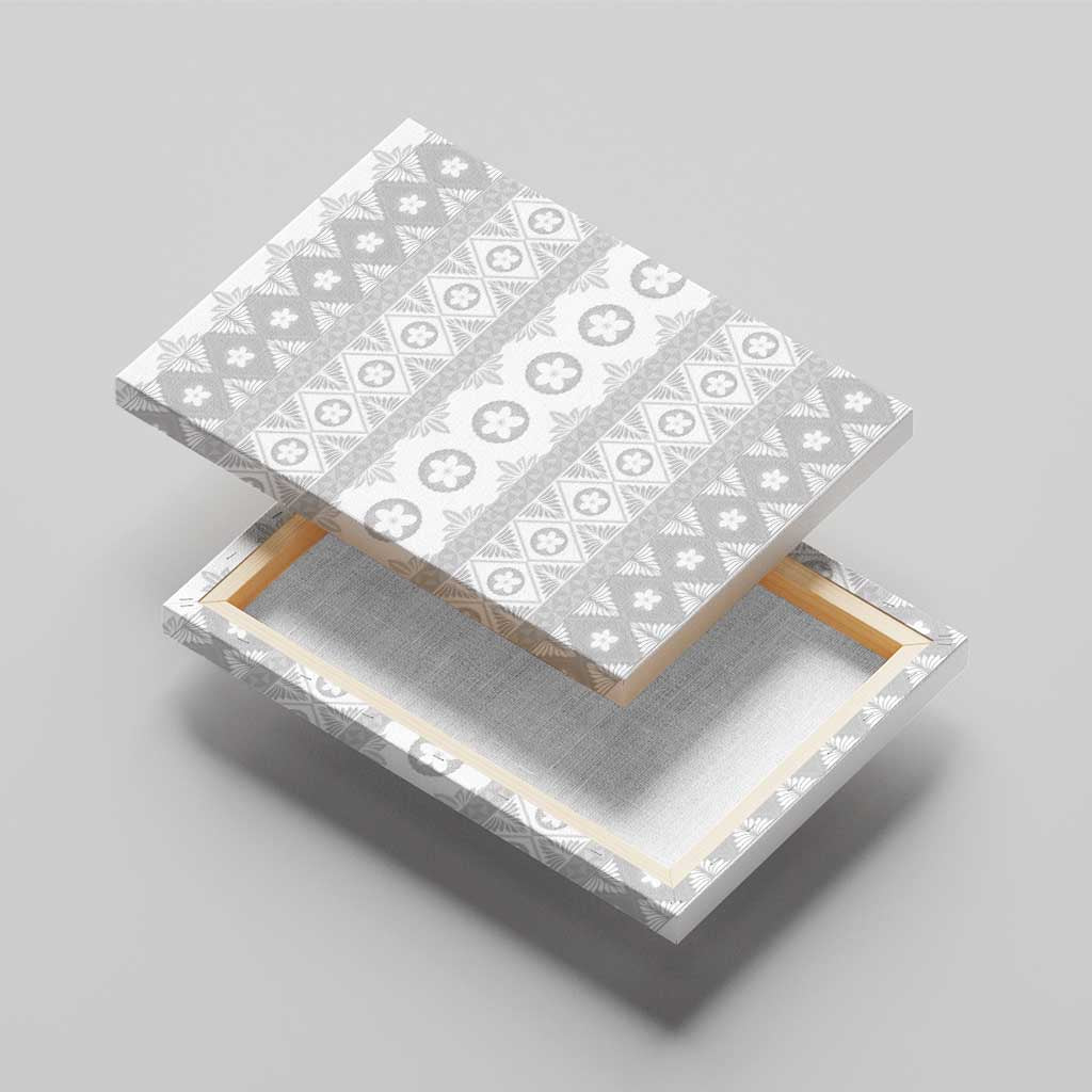 Tonga White Sunday Canvas Wall Art Tongan Ngatu Siale Pattern - Polynesian Pride