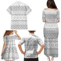 Tonga White Sunday Family Matching Puletasi and Hawaiian Shirt Tongan Ngatu Siale Pattern - Polynesian Pride