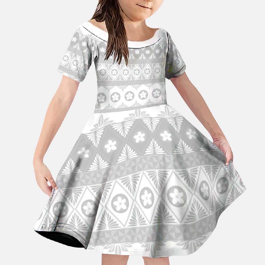 Tonga White Sunday Family Matching Short Sleeve Bodycon Dress and Hawaiian Shirt Tongan Ngatu Siale Pattern - Polynesian Pride