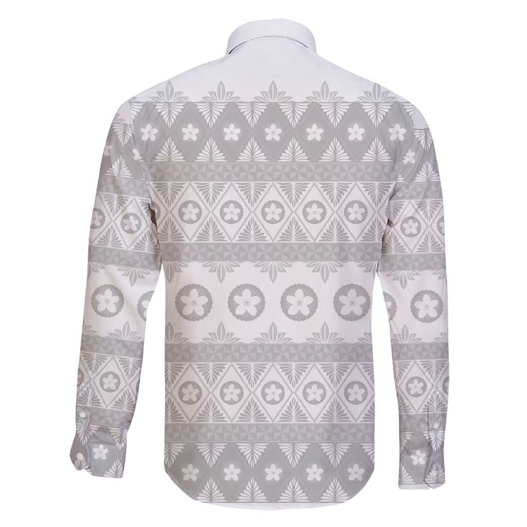 Tonga White Sunday Family Matching Tank Maxi Dress and Hawaiian Shirt Tongan Ngatu Siale Pattern - Polynesian Pride