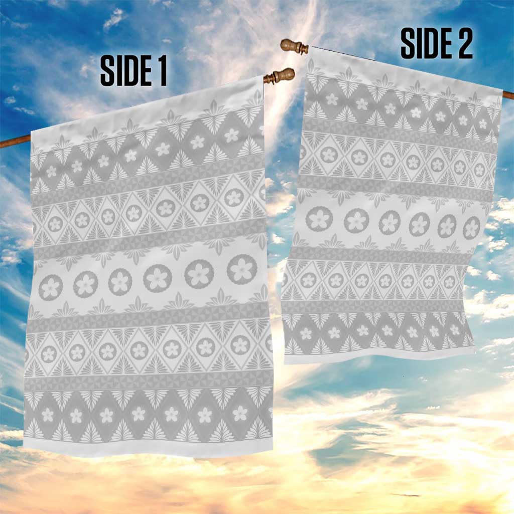 Tonga White Sunday Garden Flag Tongan Ngatu Siale Pattern - Polynesian Pride