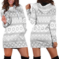 Tonga White Sunday Hoodie Dress Tongan Ngatu Siale Pattern - Polynesian Pride
