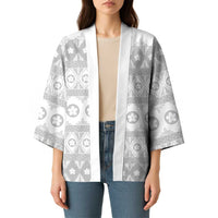 Tonga White Sunday Kimono Tongan Ngatu Siale Pattern - Polynesian Pride