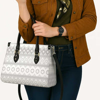 Tonga White Sunday Leather Bag Tongan Ngatu Siale Pattern - Polynesian Pride