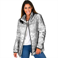Tonga White Sunday Padded Jacket Tongan Ngatu Siale Pattern - Polynesian Pride