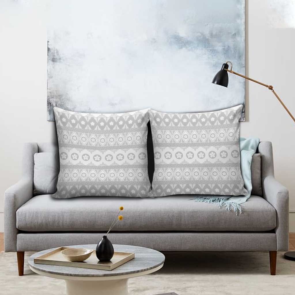 Tonga White Sunday Pillow Cover Tongan Ngatu Siale Pattern - Polynesian Pride