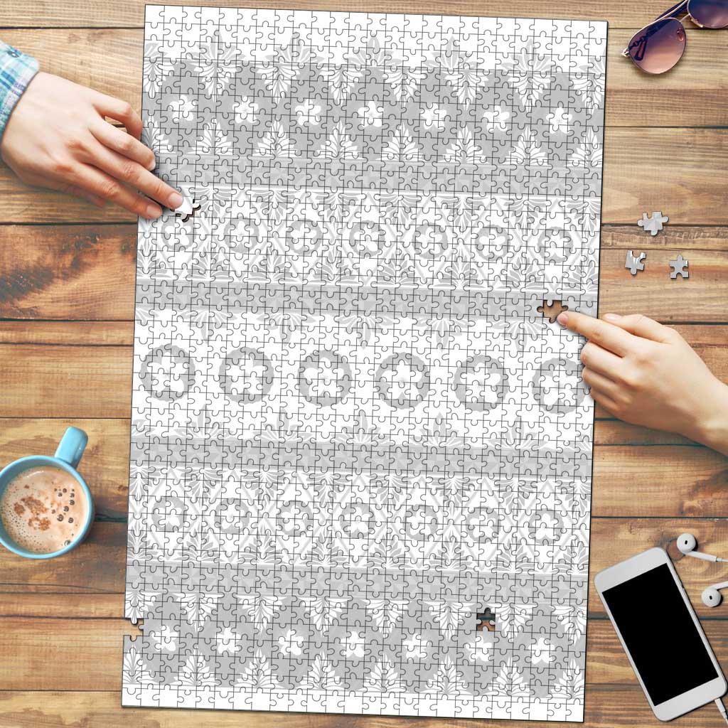 Tonga White Sunday Puzzle Tongan Ngatu Siale Pattern - Polynesian Pride