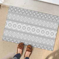 Tonga White Sunday Rubber Doormat Tongan Ngatu Siale Pattern - Polynesian Pride