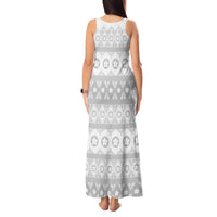 Tonga White Sunday Tank Maxi Dress Tongan Ngatu Siale Pattern - Polynesian Pride