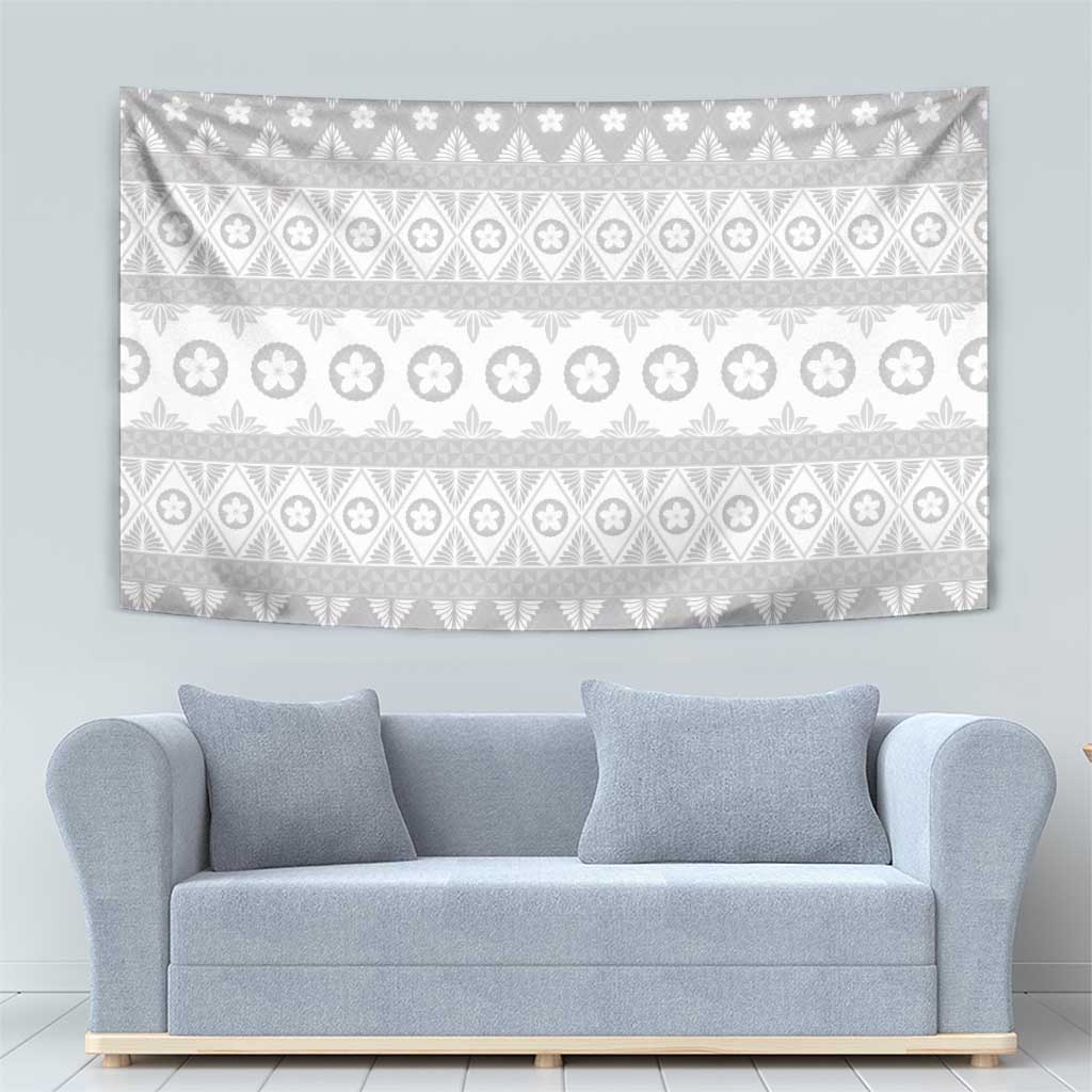 Tonga White Sunday Tapestry Tongan Ngatu Siale Pattern - Polynesian Pride