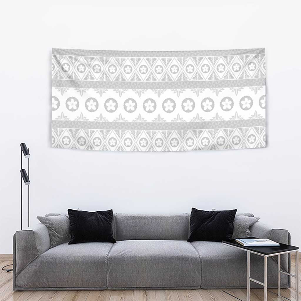 Tonga White Sunday Tapestry Tongan Ngatu Siale Pattern - Polynesian Pride