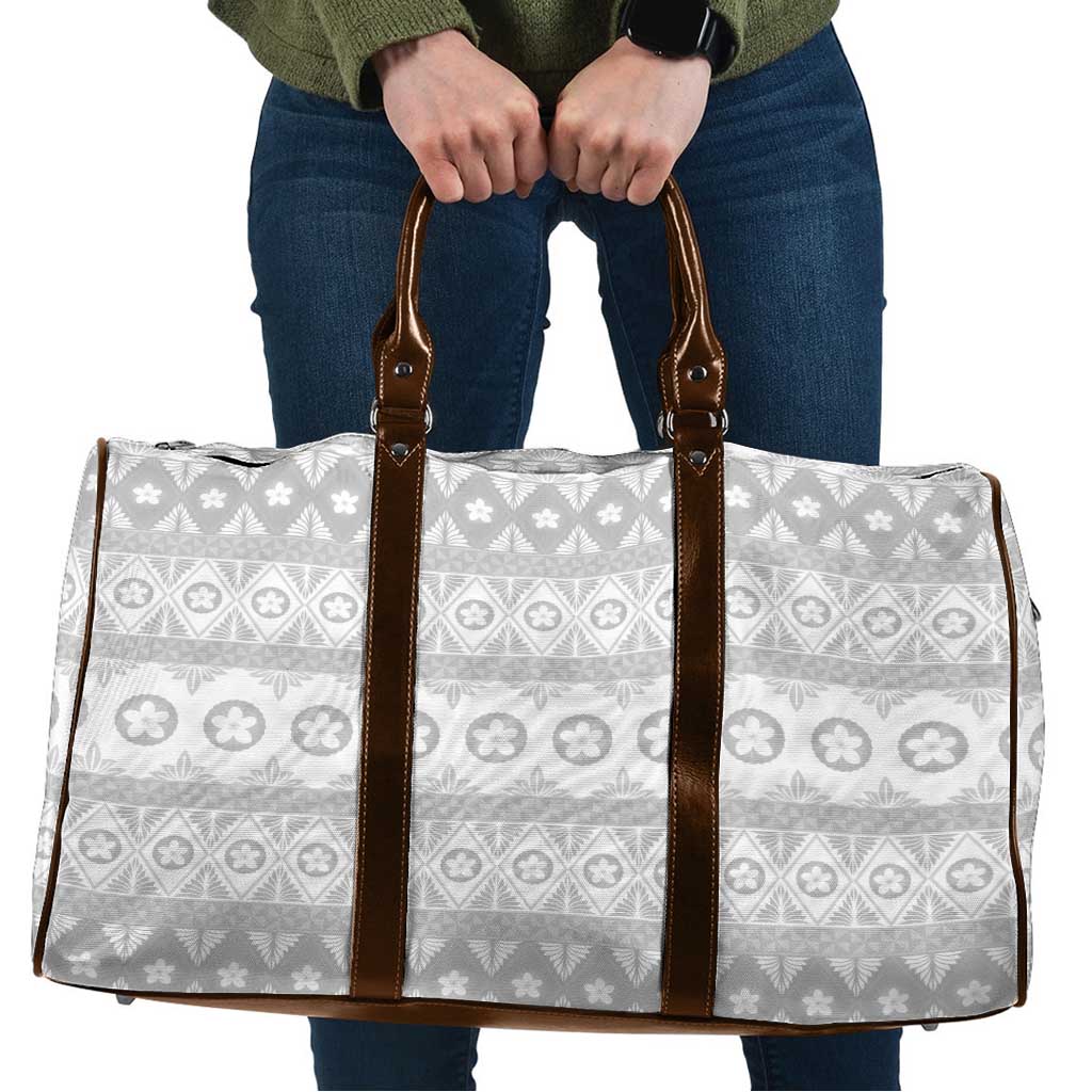 Tonga White Sunday Travel Bag Tongan Ngatu Siale Pattern - Polynesian Pride