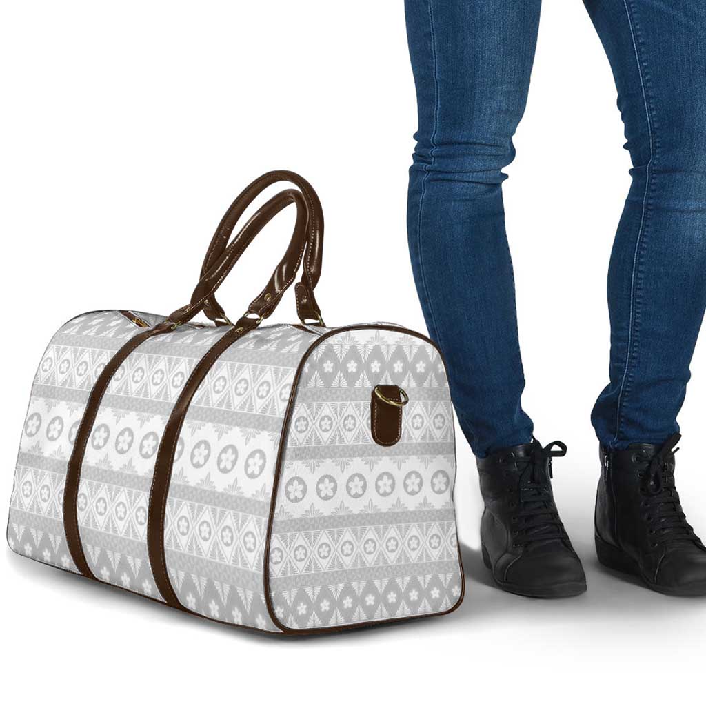 Tonga White Sunday Travel Bag Tongan Ngatu Siale Pattern - Polynesian Pride
