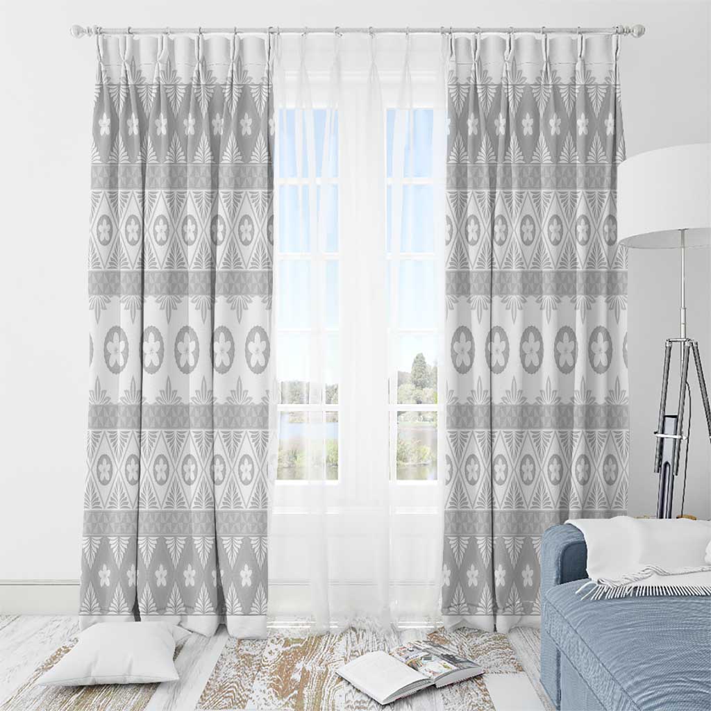 Tonga White Sunday Window Curtain Tongan Ngatu Siale Pattern - Polynesian Pride