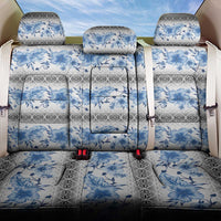 Samoa White Sunday Back Car Seat Cover Samoan Tapa Blue Hibiscus - Polynesian Pride