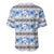 Samoa White Sunday Baseball Jersey Samoan Tapa Blue Hibiscus - Polynesian Pride