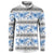 Samoa White Sunday Button Sweatshirt Samoan Tapa Blue Hibiscus - Polynesian Pride