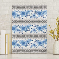 Samoa White Sunday Canvas Wall Art Samoan Tapa Blue Hibiscus - Polynesian Pride