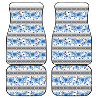 Samoa White Sunday Car Mats Samoan Tapa Blue Hibiscus - Polynesian Pride