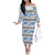 Samoa White Sunday Off The Shoulder Long Sleeve Dress Samoan Tapa Blue Hibiscus LT05