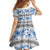 Samoa White Sunday Family Matching Off Shoulder Maxi Dress and Hawaiian Shirt Samoan Tapa Blue Hibiscus - Polynesian Pride