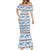 Samoa White Sunday Mermaid Dress Samoan Tapa Blue Hibiscus - Polynesian Pride