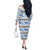 Samoa White Sunday Off The Shoulder Long Sleeve Dress Samoan Tapa Blue Hibiscus - Polynesian Pride