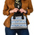 Samoa White Sunday Shoulder Handbag Samoan Tapa Blue Hibiscus - Polynesian Pride