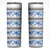 Samoa White Sunday Skinny Tumbler Samoan Tapa Blue Hibiscus - Polynesian Pride