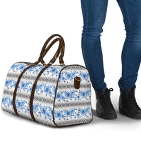 Samoa White Sunday Travel Bag Samoan Tapa Blue Hibiscus - Polynesian Pride