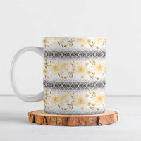 Samoa White Sunday Ceramic Mug Samoan Tapa Yellow Hibiscus - Polynesian Pride
