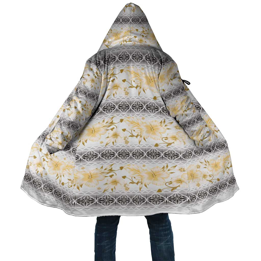 Samoa White Sunday Cloak Samoan Tapa Yellow Hibiscus - Polynesian Pride