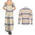Samoa White Sunday Couples Matching Summer Maxi Dress and Long Sleeve Button Shirt Samoan Tapa Yellow Hibiscus - Polynesian Pride