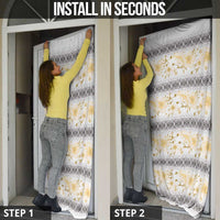 Samoa White Sunday Door Cover Samoan Tapa Yellow Hibiscus - Polynesian Pride