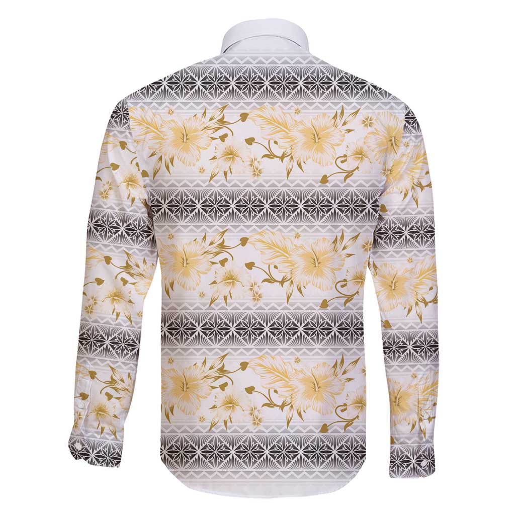 Samoa White Sunday Family Matching Puletasi and Hawaiian Shirt Samoan Tapa Yellow Hibiscus - Polynesian Pride