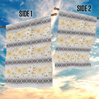 Samoa White Sunday Garden Flag Samoan Tapa Yellow Hibiscus - Polynesian Pride