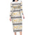 Samoa White Sunday Long Sleeve Bodycon Dress Samoan Tapa Yellow Hibiscus - Polynesian Pride