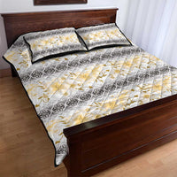 Samoa White Sunday Quilt Bed Set Samoan Tapa Yellow Hibiscus - Polynesian Pride